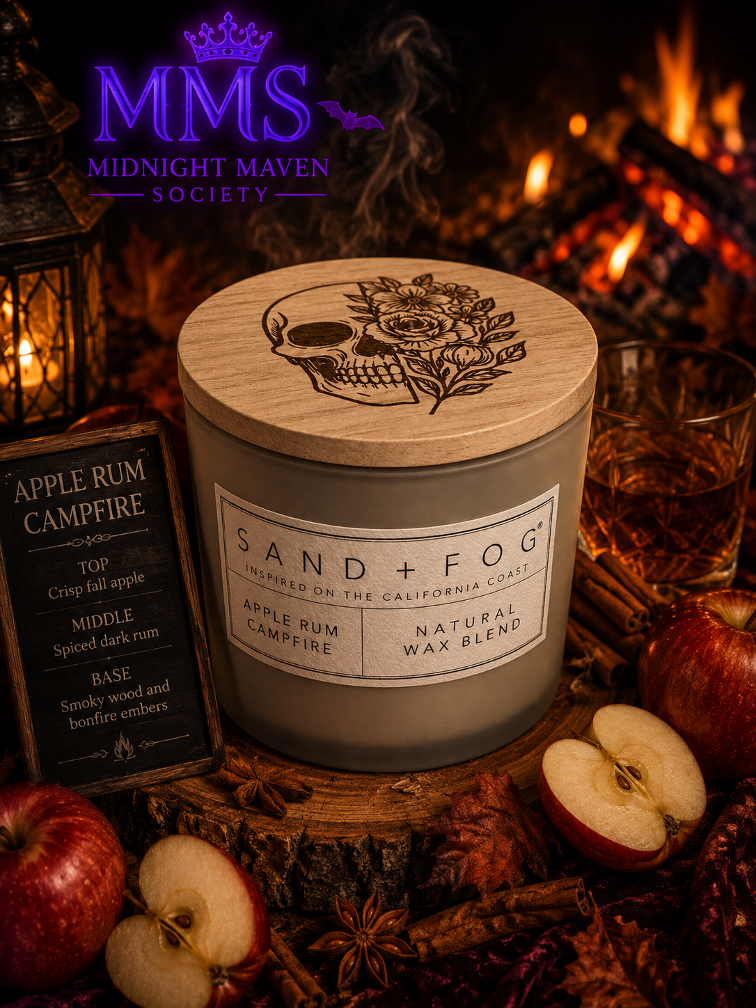 Sand + Fog Limited Halloween Edition "Apple Rum Bonfire" Scented Candle